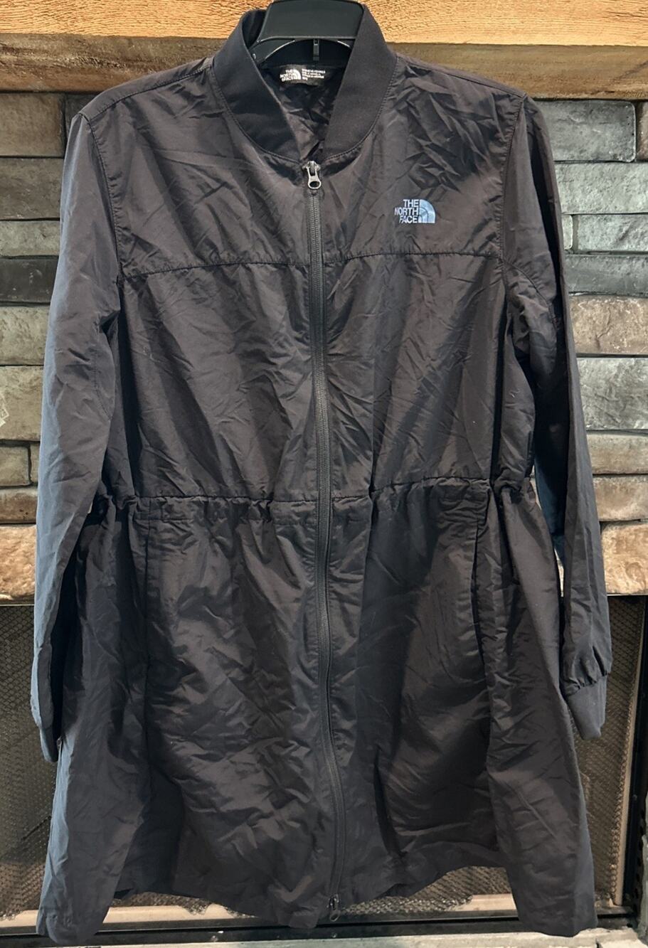 The North Face Womens Flybae Longline Rain Jacket Waterproof Black Nylon M *C6